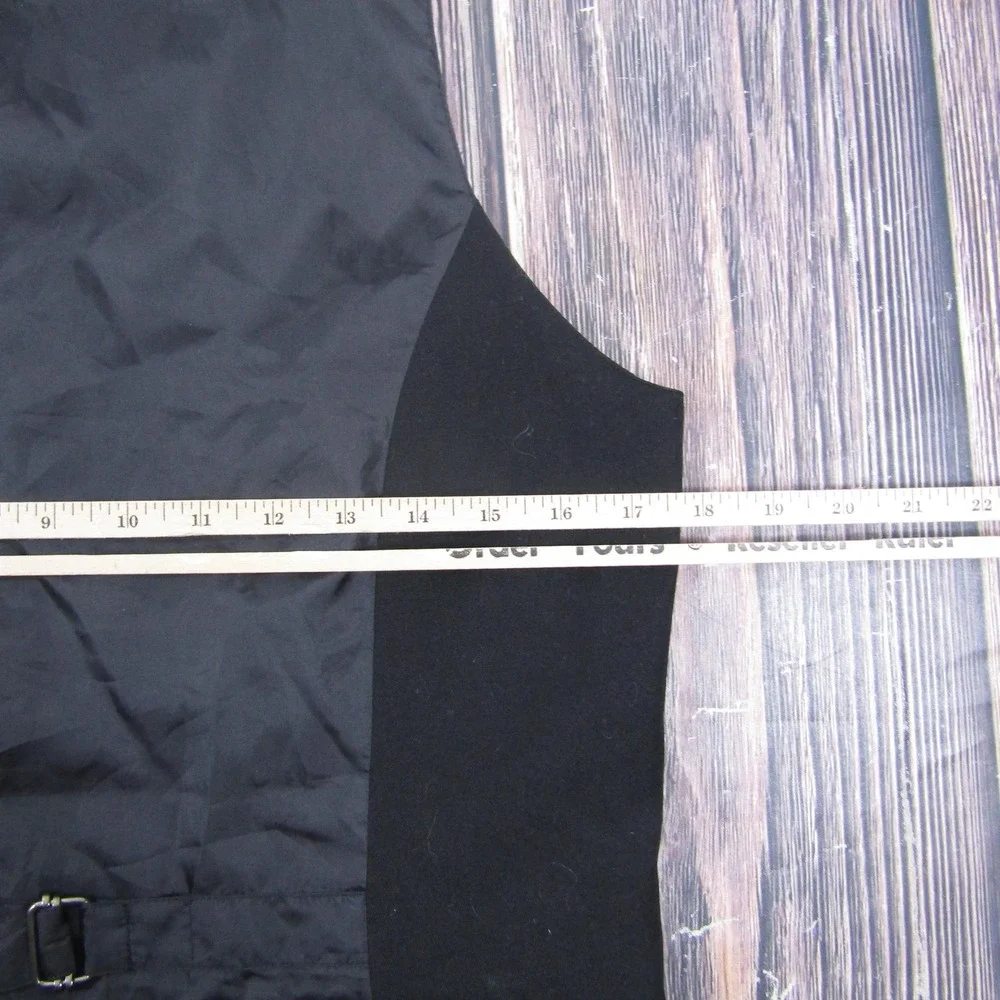 Suit Vest H&M‎ Mens 36 Black Solid Polyester Viscose 2 Piece Belted Formal